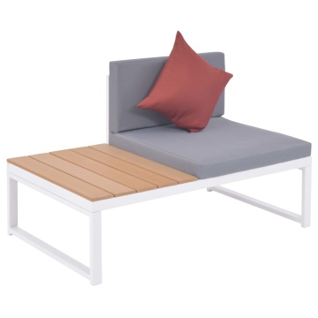Set mobilier de grădină cu perne, 4 piese, aluminiu și WPC - Img 7