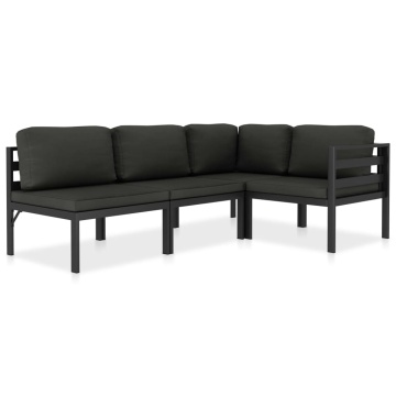 Set mobilier de grădină cu perne, 4 piese, antracit, aluminiu - Img 1