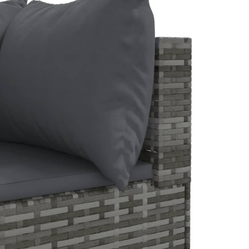 Set mobilier de grădină cu perne, 4 piese, gri, poliratan - Img 5