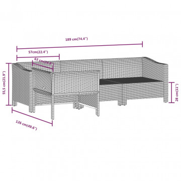 Set mobilier de grădină cu perne, 4 piese, gri, poliratan - Img 7
