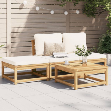 Set mobilier de grădină cu perne, 4 piese, lemn masiv de acacia - Img 1