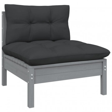Set mobilier de grădină cu perne, 4 piese, lemn masiv de pin - Img 4