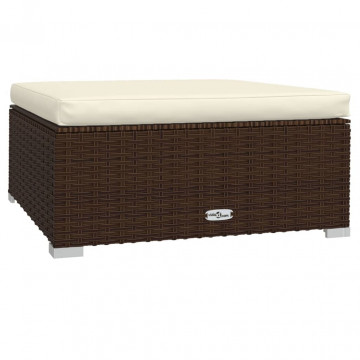 Set mobilier de grădină cu perne, 4 piese, maro, poliratan - Img 8
