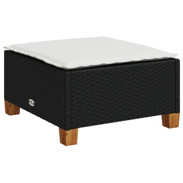 Set mobilier de grădină cu perne, 4 piese, negru, poliratan - Img 4