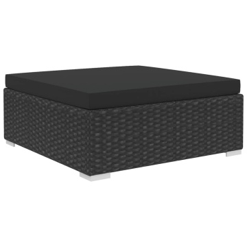 Set mobilier de grădină cu perne, 4 piese, negru, poliratan - Img 5