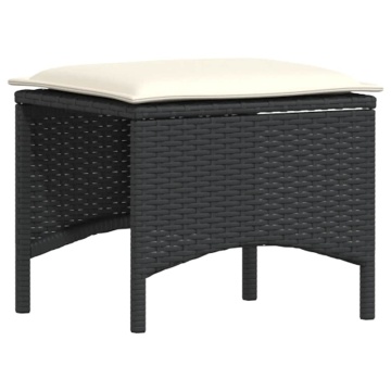 Set mobilier de grădină cu perne, 4 piese, negru, poliratan - Img 6