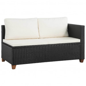 Set mobilier de grădină cu perne, 4 piese, negru, poliratan - Img 2