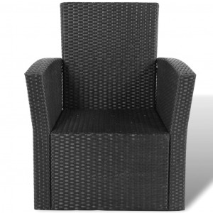 Set mobilier de grădină cu perne, 4 piese, negru, poliratan - Img 5