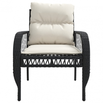 Set mobilier de grădină cu perne, 4 piese, negru, poliratan - Img 7