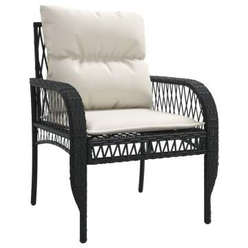 Set mobilier de grădină cu perne, 4 piese, negru, poliratan - Img 8