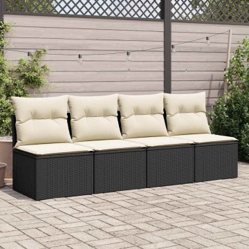 Set mobilier de grădină cu perne, 4 piese poliratan/lemn acacia - Img 3