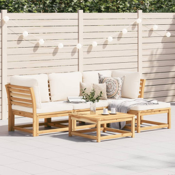 Set mobilier de grădină cu perne, 5 buc., lemn masiv acacia - Img 1