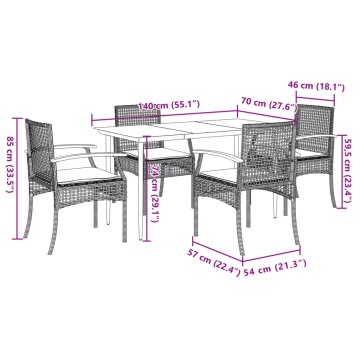 Set mobilier de grădină cu perne, 5 piese, bej, poliratan - Img 6
