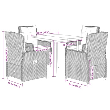 Set mobilier de grădină cu perne, 5 piese, bej, poliratan - Img 7