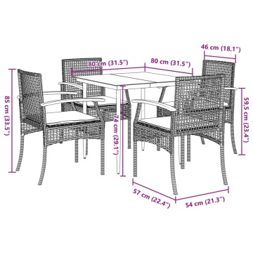 Set mobilier de grădină cu perne, 5 piese, bej, poliratan - Img 6