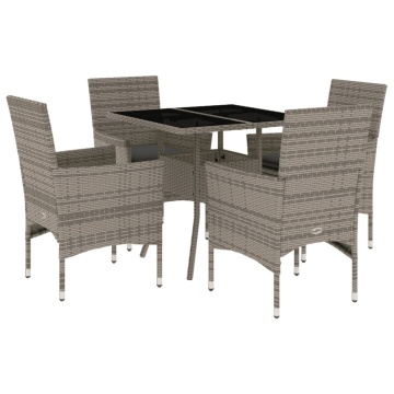 Set mobilier de grădină cu perne 5 piese gri poliratan & sticlă - Img 2