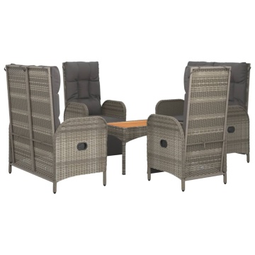 Set mobilier de grădină cu perne, 5 piese, gri, poliratan - Img 3