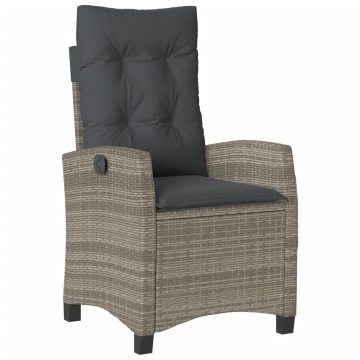 Set mobilier de grădină cu perne, 5 piese, gri, poliratan - Img 4