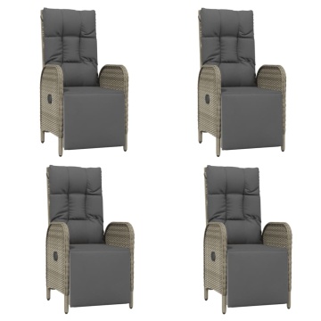 Set mobilier de grădină cu perne, 5 piese, gri, poliratan - Img 4