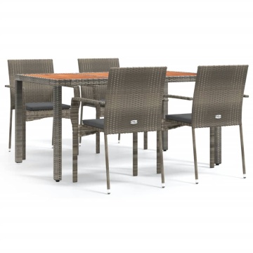 Set mobilier de grădină cu perne, 5 piese, gri, poliratan - Img 2