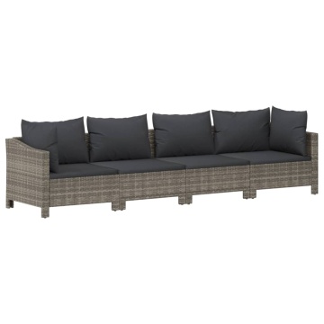 Set mobilier de grădină cu perne, 5 piese, gri, poliratan - Img 8