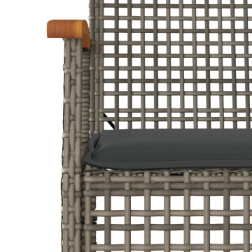 Set mobilier de grădină cu perne, 5 piese, gri, poliratan - Img 8