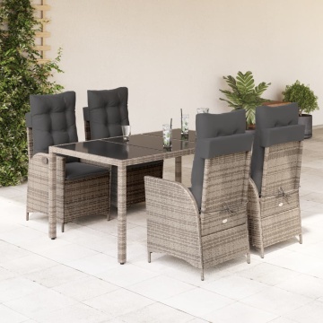 Set mobilier de grădină cu perne, 5 piese, gri, poliratan - Img 1