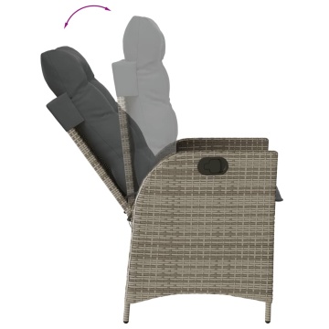 Set mobilier de grădină cu perne, 5 piese, gri, poliratan - Img 4