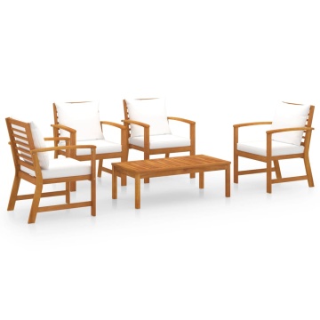Set mobilier de grădină cu perne, 5 piese, lemn masiv acacia - Img 2