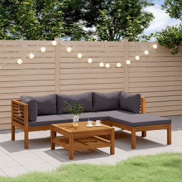 Set mobilier de grădină cu perne, 5 piese, lemn masiv acacia - Img 1