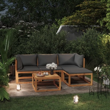Set mobilier de grădină cu perne, 5 piese, lemn masiv de acacia - Img 1