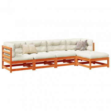 Set mobilier de grădină cu perne, 5 piese, lemn masiv de pin - Img 1