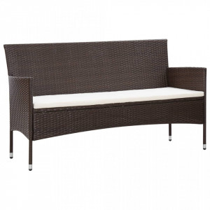 Set mobilier de grădină cu perne, 5 piese, maro, poliratan - Img 3