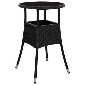 Set mobilier de grădină cu perne 5 piese negru poliratan&sticlă - Img 4