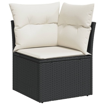Set mobilier de grădină cu perne, 5 piese, negru, poliratan - Img 4