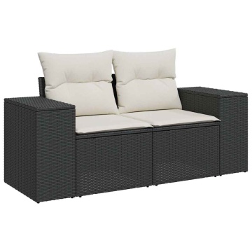 Set mobilier de grădină cu perne, 5 piese, negru, poliratan - Img 4
