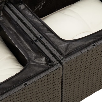 Set mobilier de grădină cu perne, 5 piese, negru, poliratan - Img 6