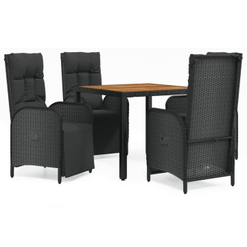 Set mobilier de grădină cu perne, 5 piese, negru, poliratan - Img 2