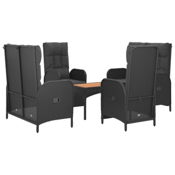Set mobilier de grădină cu perne, 5 piese, negru, poliratan - Img 3
