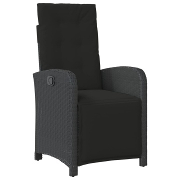 Set mobilier de grădină cu perne, 5 piese, negru, poliratan - Img 3