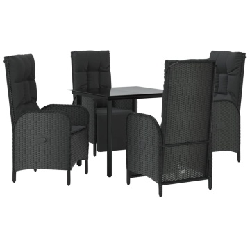 Set mobilier de grădină cu perne, 5 piese, negru, poliratan - Img 3