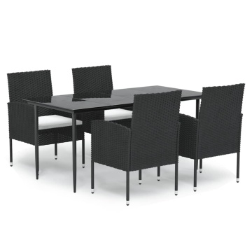 Set mobilier de grădină cu perne, 5 piese, negru, poliratan - Img 2
