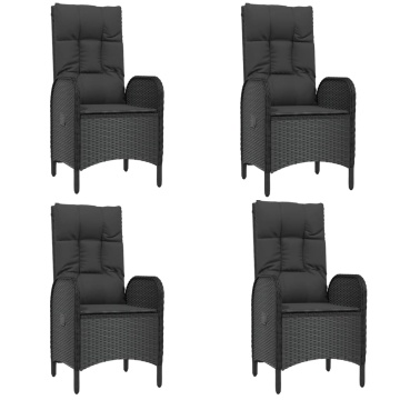 Set mobilier de grădină cu perne, 5 piese, negru, poliratan - Img 4