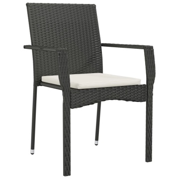 Set mobilier de grădină cu perne, 5 piese, negru, poliratan - Img 8