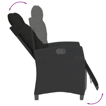 Set mobilier de grădină cu perne, 5 piese, negru, poliratan - Img 6
