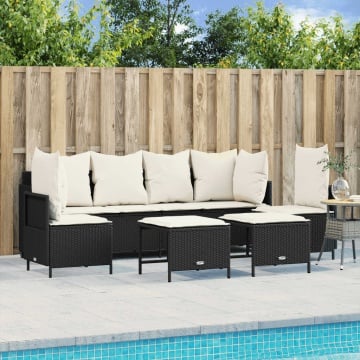 Set mobilier de grădină cu perne, 5 piese, negru, poliratan - Img 1
