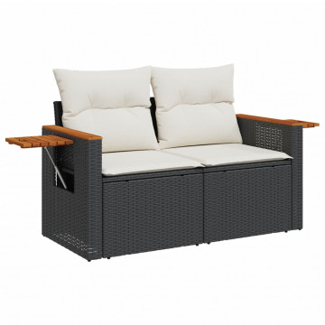Set mobilier de grădină cu perne, 5 piese, negru, poliratan - Img 8