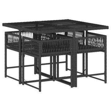 Set mobilier de grădină cu perne, 5 piese, negru, poliratan - Img 3