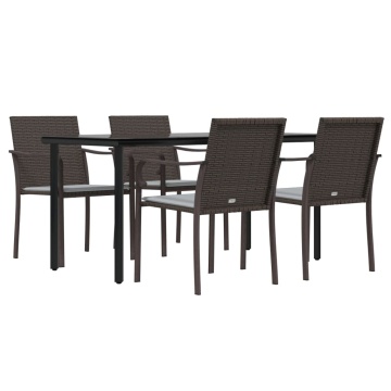 Set mobilier de grădină cu perne, 5 piese, poliratan și oțel - Img 4