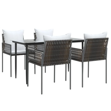 Set mobilier de grădină cu perne, 5 piese, poliratan și oțel - Img 3